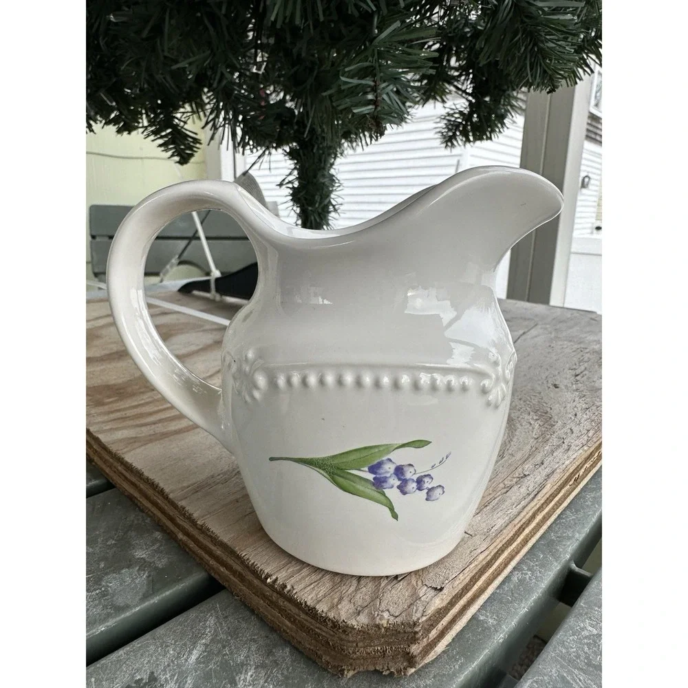PFALTZGRAFF Laralynn Stoneware Collection 12oz Creamer White With‎ Flower Design